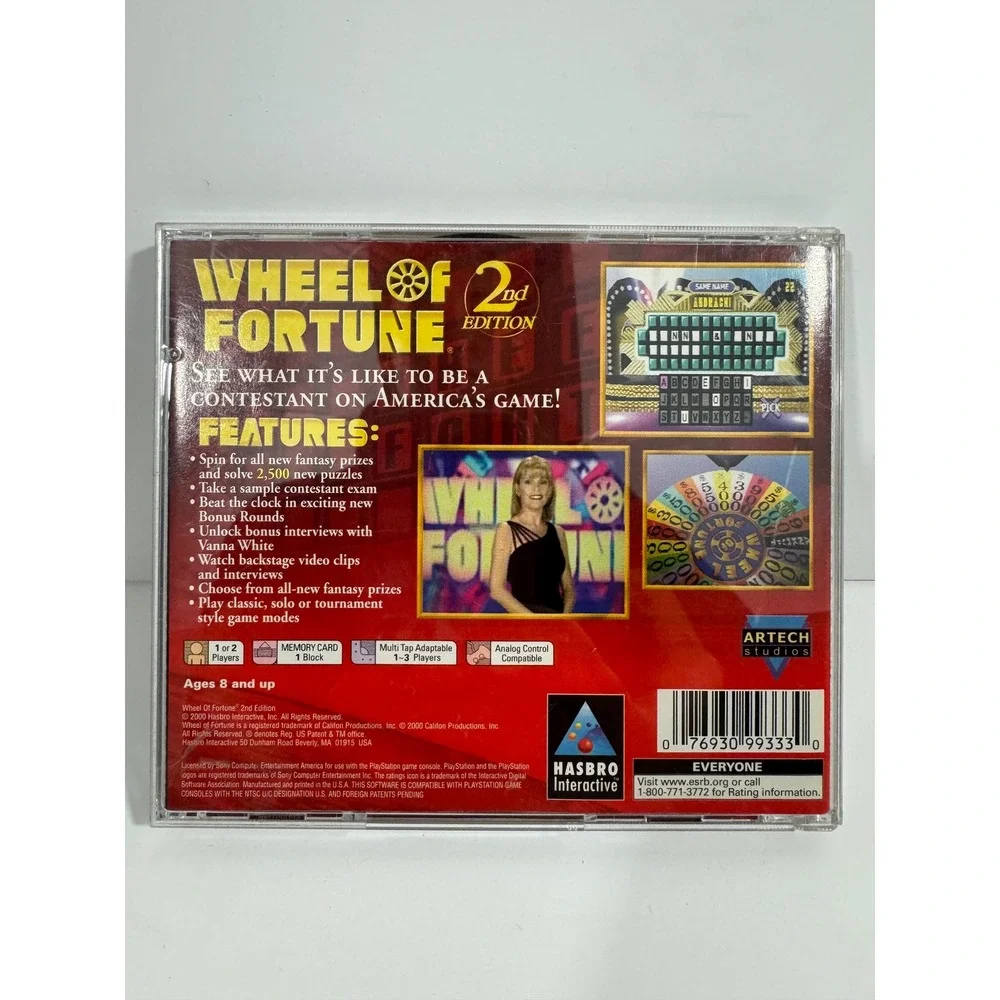 Hasbro Wheel of Fortune 2nd Edition Sony PlayStation 1 PS1 NTSC Red Good 01174